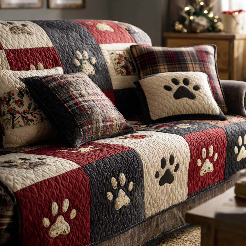 Pawfect Christmas Quilted Sofa Cover Nice Couch Covers Unique Gifts For Dog Lovers