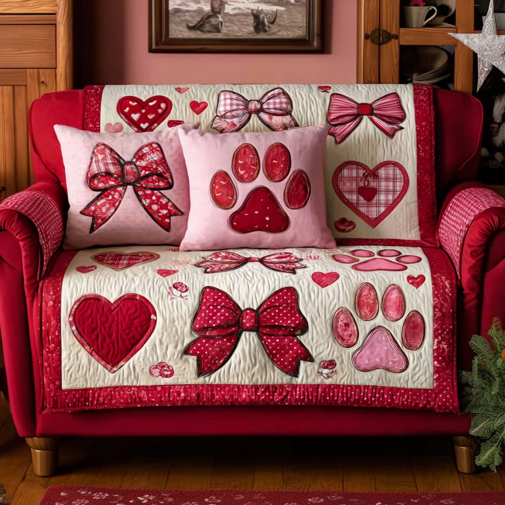 Pawfect Valentine Quilted Sofa Cover Sofa Protector Cover Best Gifts For Dog Lovers