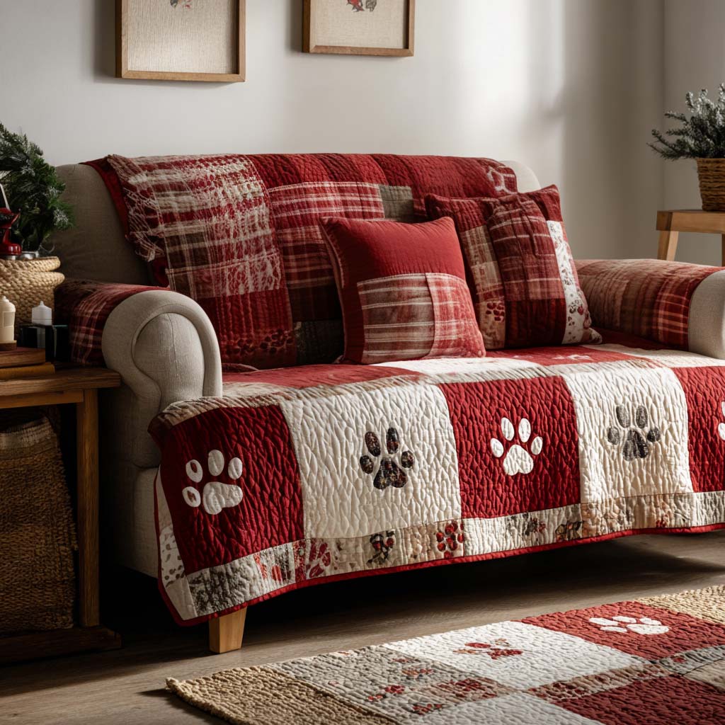 Paws of Cheer Quilted Sofa Cover Nice Couch Covers Dog Presents For Humans