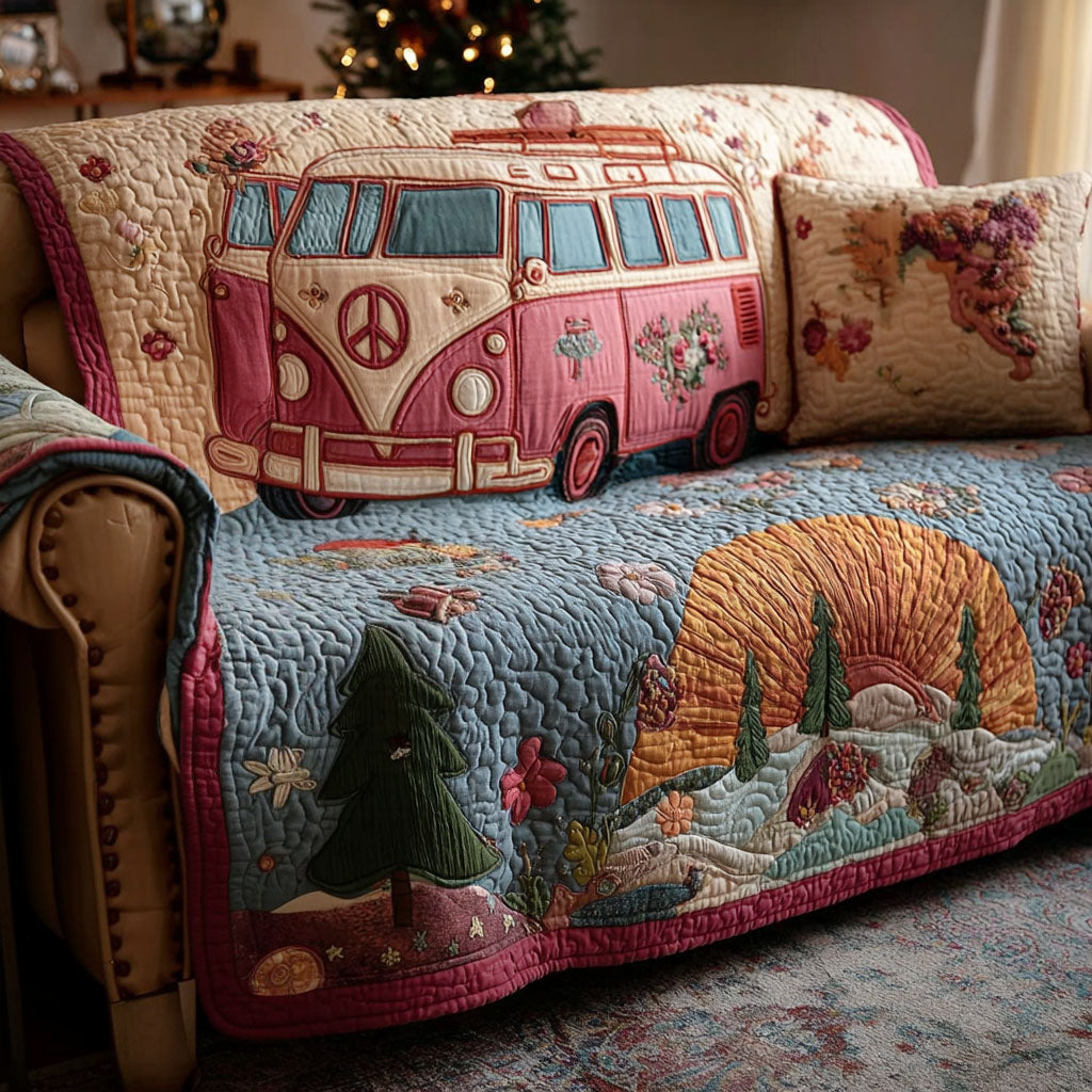 Peace Bus Quilted Sofa Cover Couch Seat Covers Present Ideas For Mom