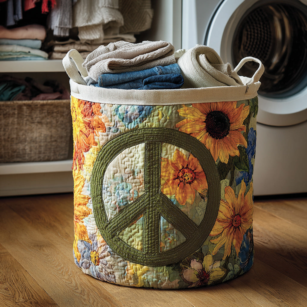 Peace Sign Meadow Bloom Quilted Laundry Basket Best Clothes Hamper Top 10 Mother's Day Gift Ideas
