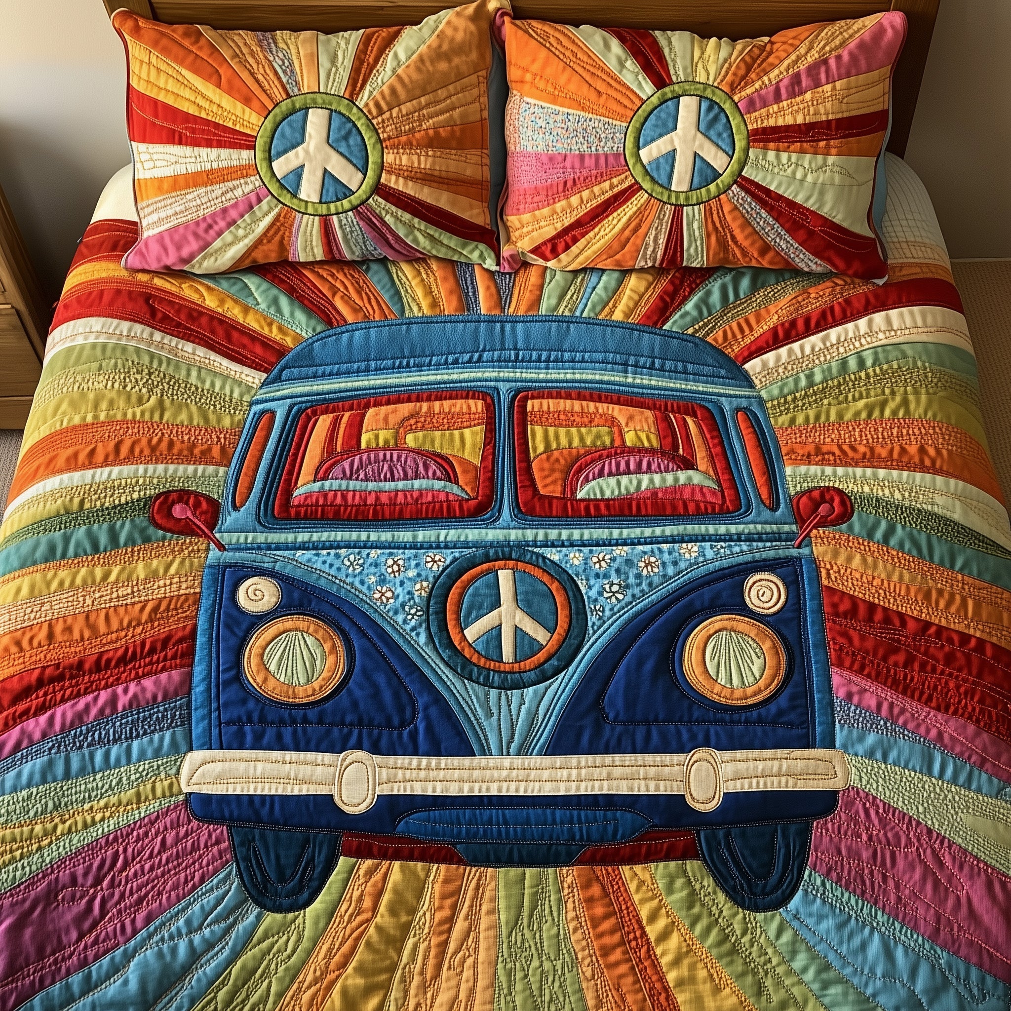 Peace Sign Quilted Bedding Set Best King Sheets Best Gifts For The Hippie In Your Life