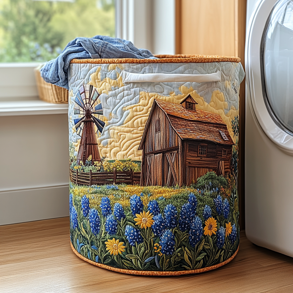 Peaceful Bloom Quilted Laundry Basket Unique Clothes Hamper Cool Gift Ideas For Mom