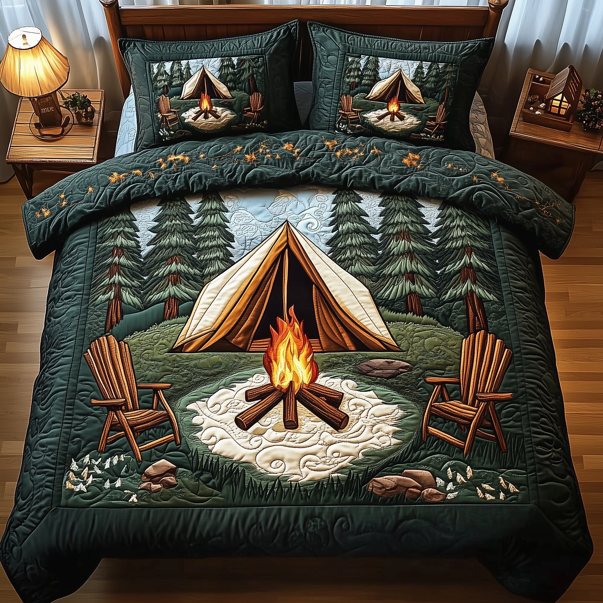 Peaceful Camping Life Quilted Bedding Set Boho Bedroom Ideas Simple Father's Day Gift Ideas