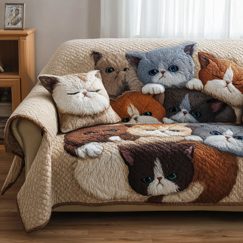 Peaceful Cat Quilted Sofa Cover Best Sofa Covers Cat Gifts For Cat Lovers