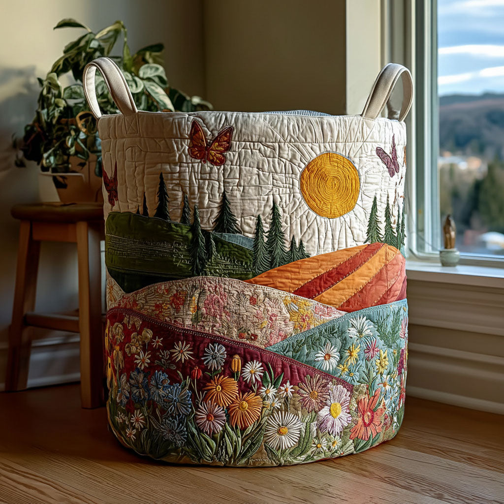 Peaceful Hills Quilted Laundry Basket Decor Laundry Basket Mothers Day Present Ideas