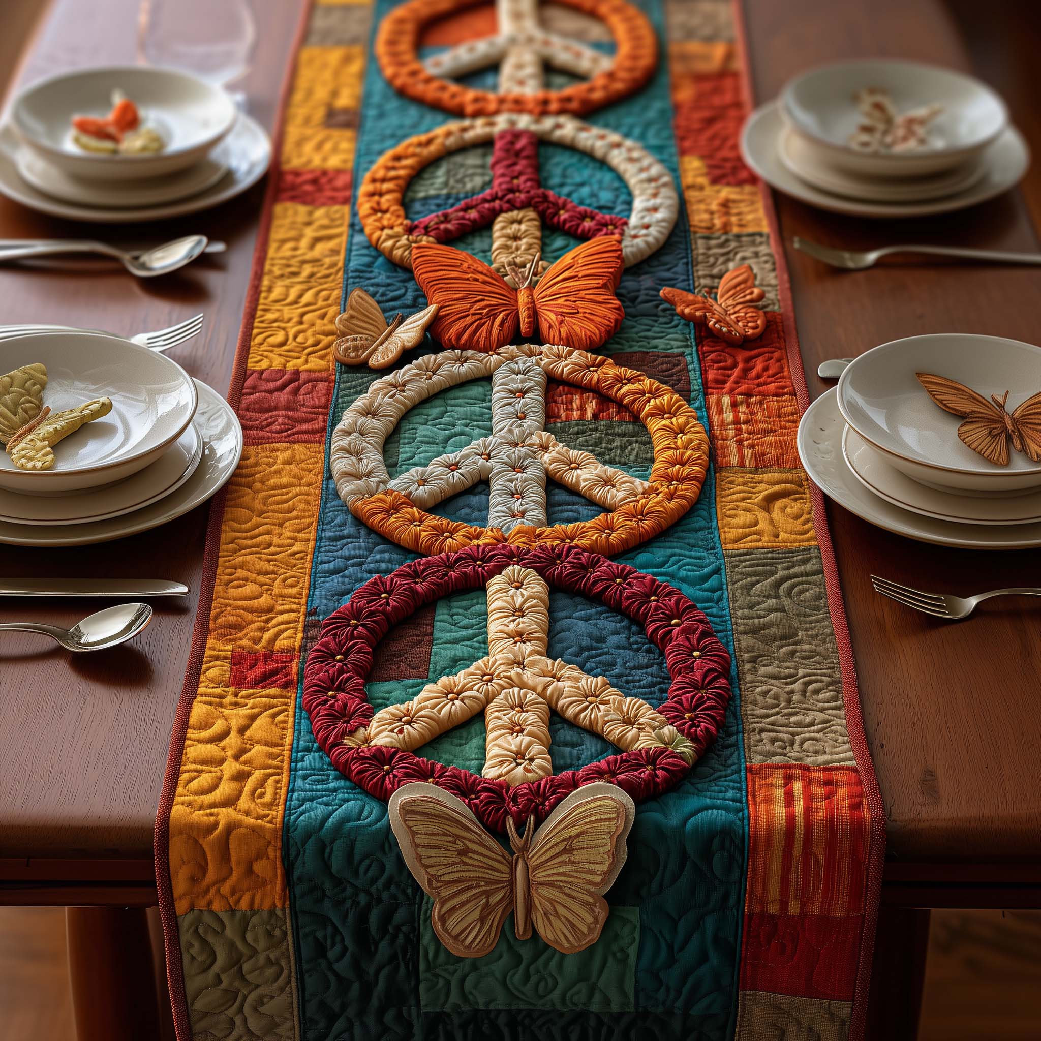 Peaceful Love Quilted Table Runner Valentine Decorations Ideas For Tables Top Valentine Day Gifts