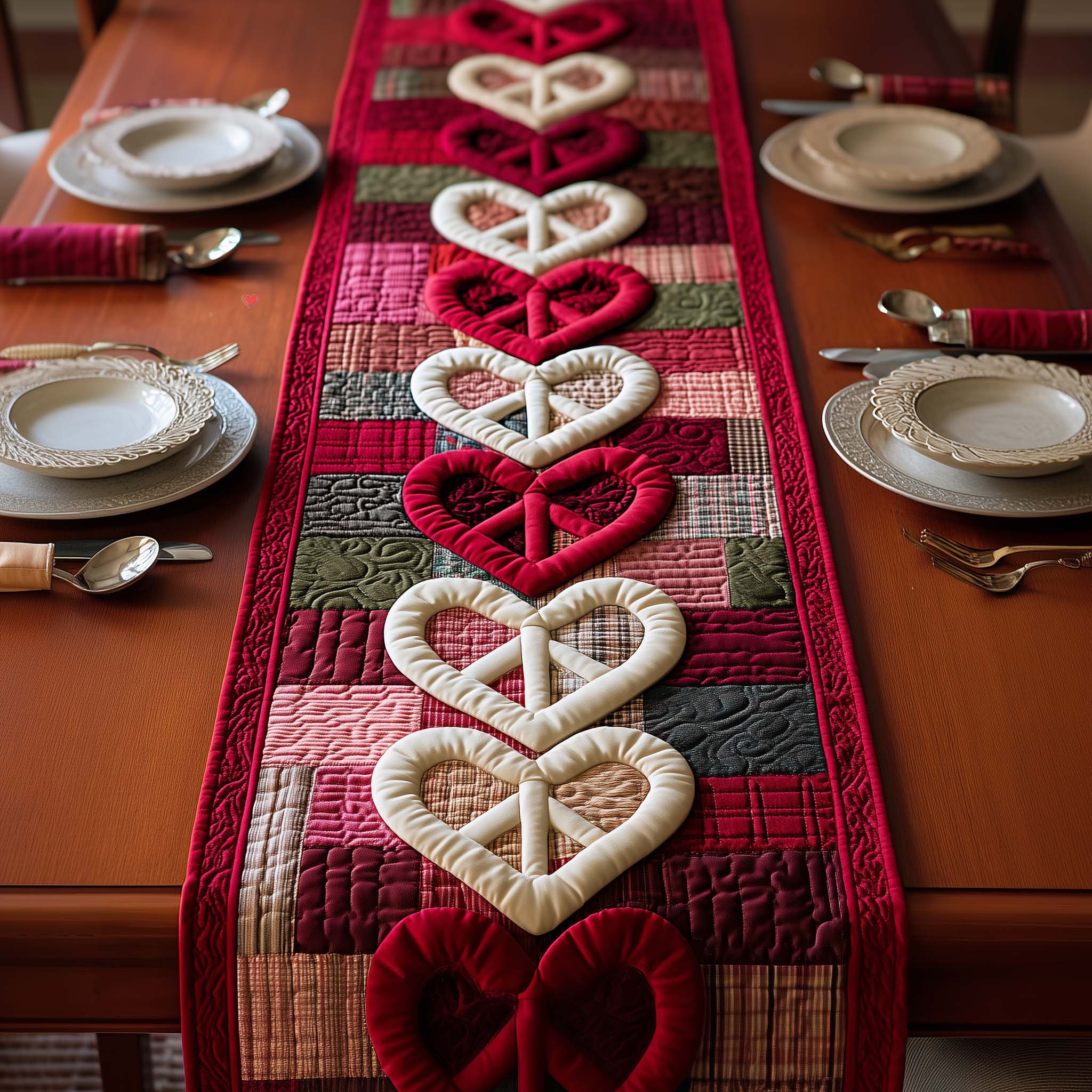 Peaceful Love Quilted Table Runner Valentine Dinner Decoration Ideas Valentine Day Gifts For Employees