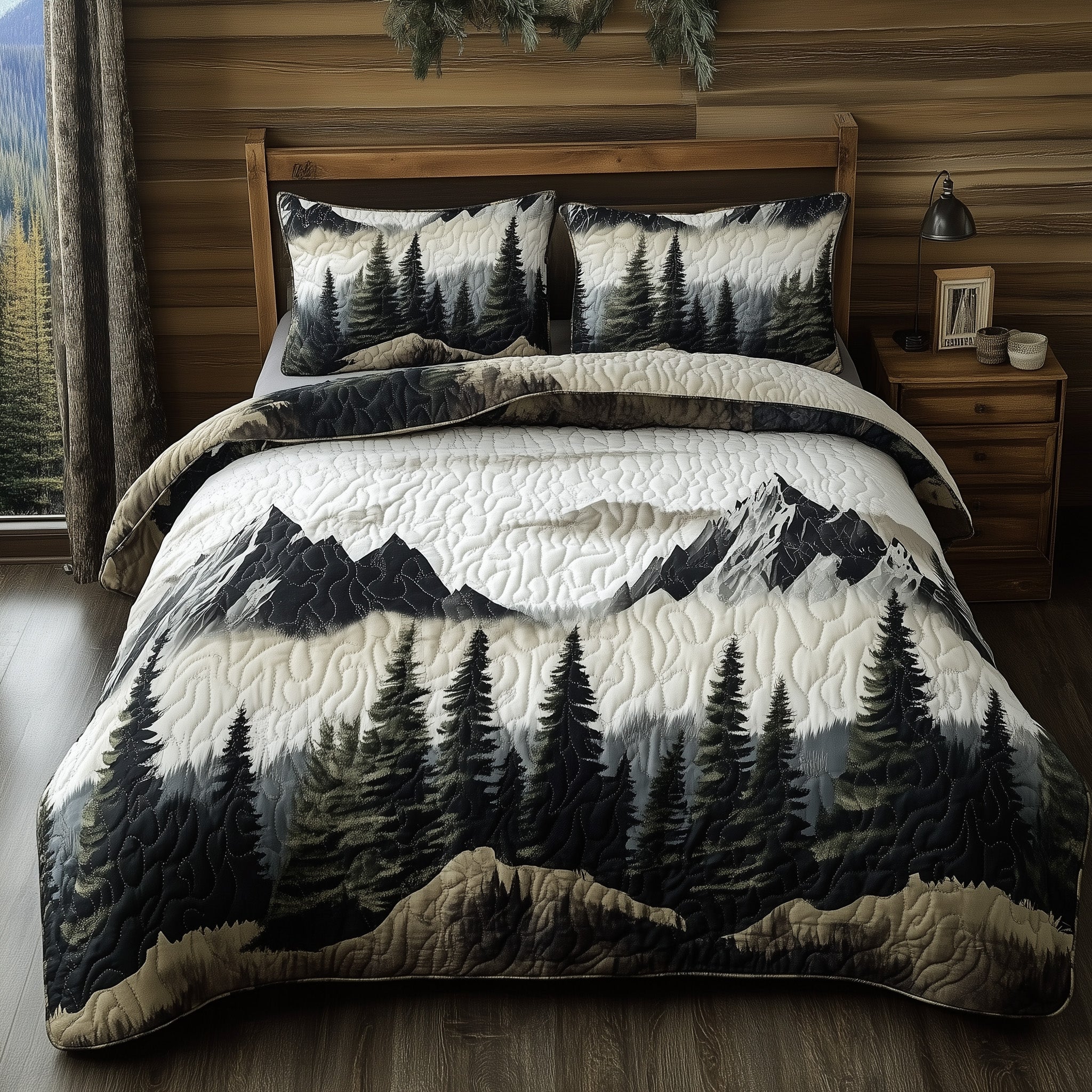Peaceful Mountain Forest Quilted Bedding Set Cool Bedroom Ideas Awesome Father's Day Gifts