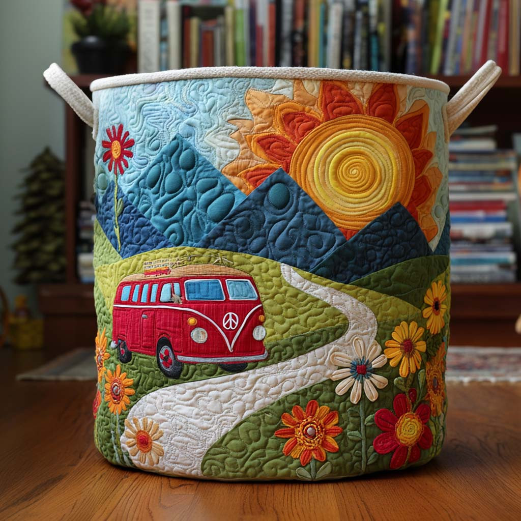 Peaceful Ride Quilted Laundry Basket Clothes Basket Storage Gift For Camper