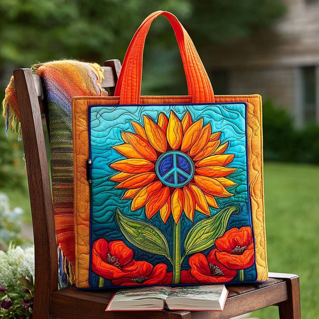 Peaceful Sunflower Quilted Tote Bag Best Everyday Tote Best Mother's Day From For Daughter