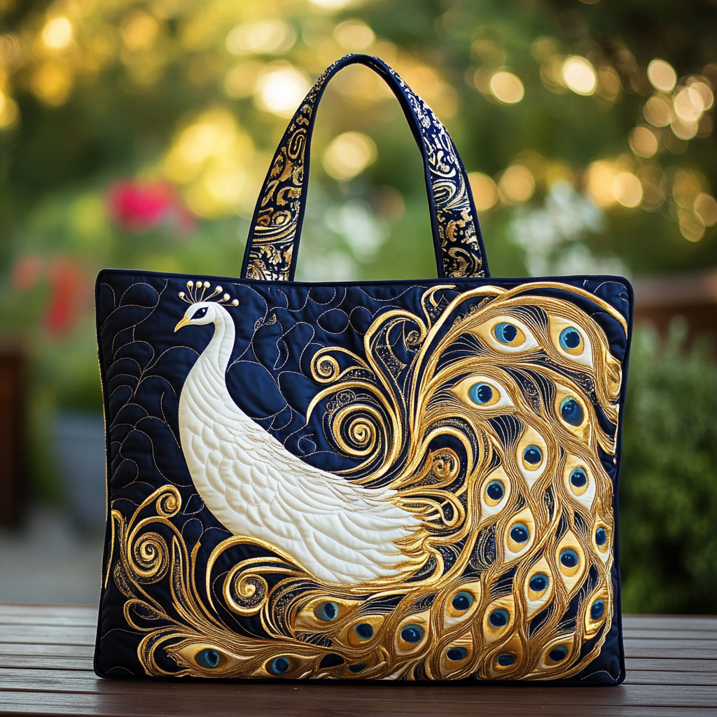 Peacock Bloom Quilted Tote Bag Best Women's Shoulder Bags Mother Gifts From Son