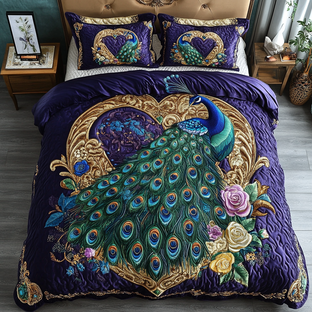 Peacock Dreams Quilted Bedding Set Bedroom Decor Ideas Peacock Themed Gifts
