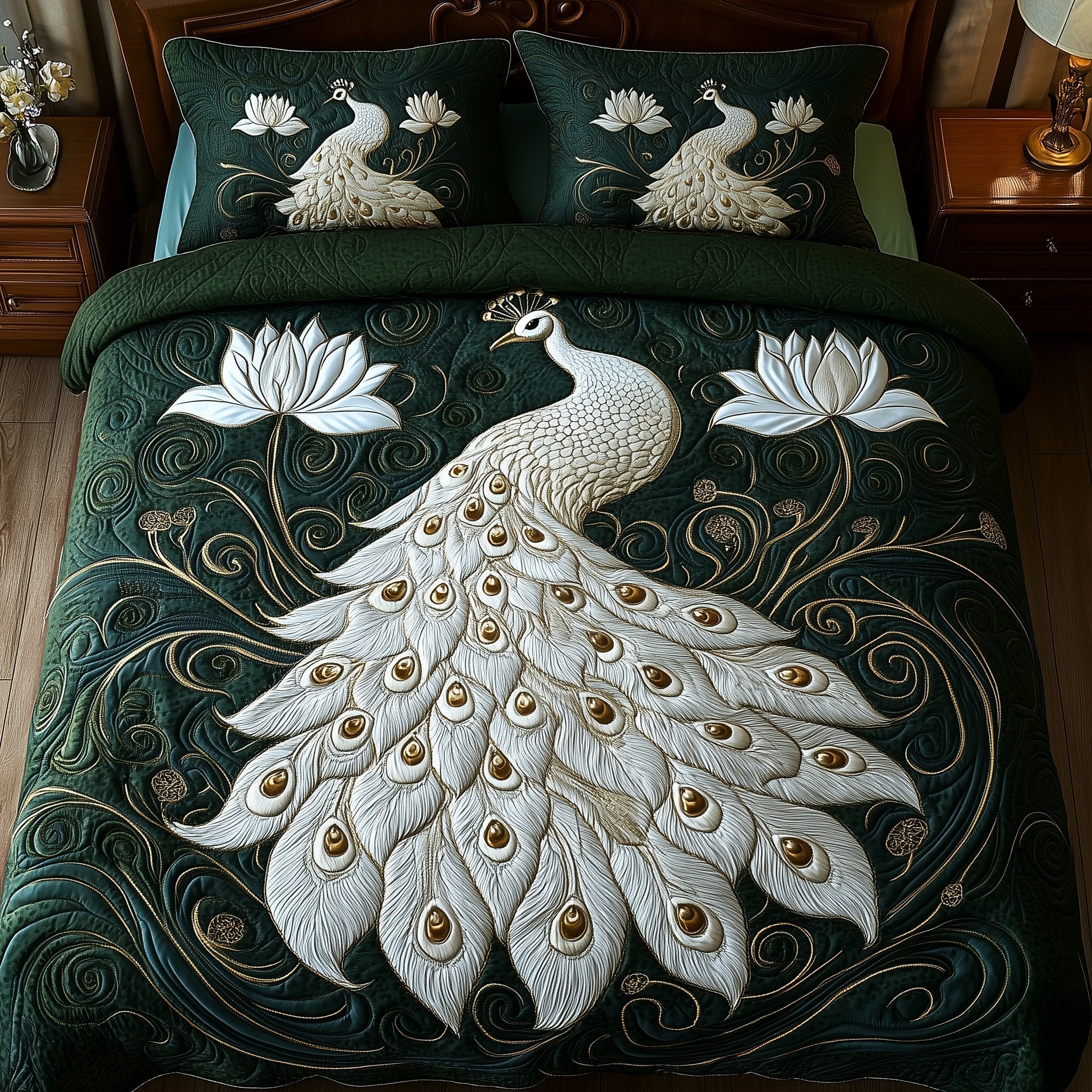 Peacock Paradise Quilted Bedding Set Good Bed Sets Mardi Gras Gifts For Him