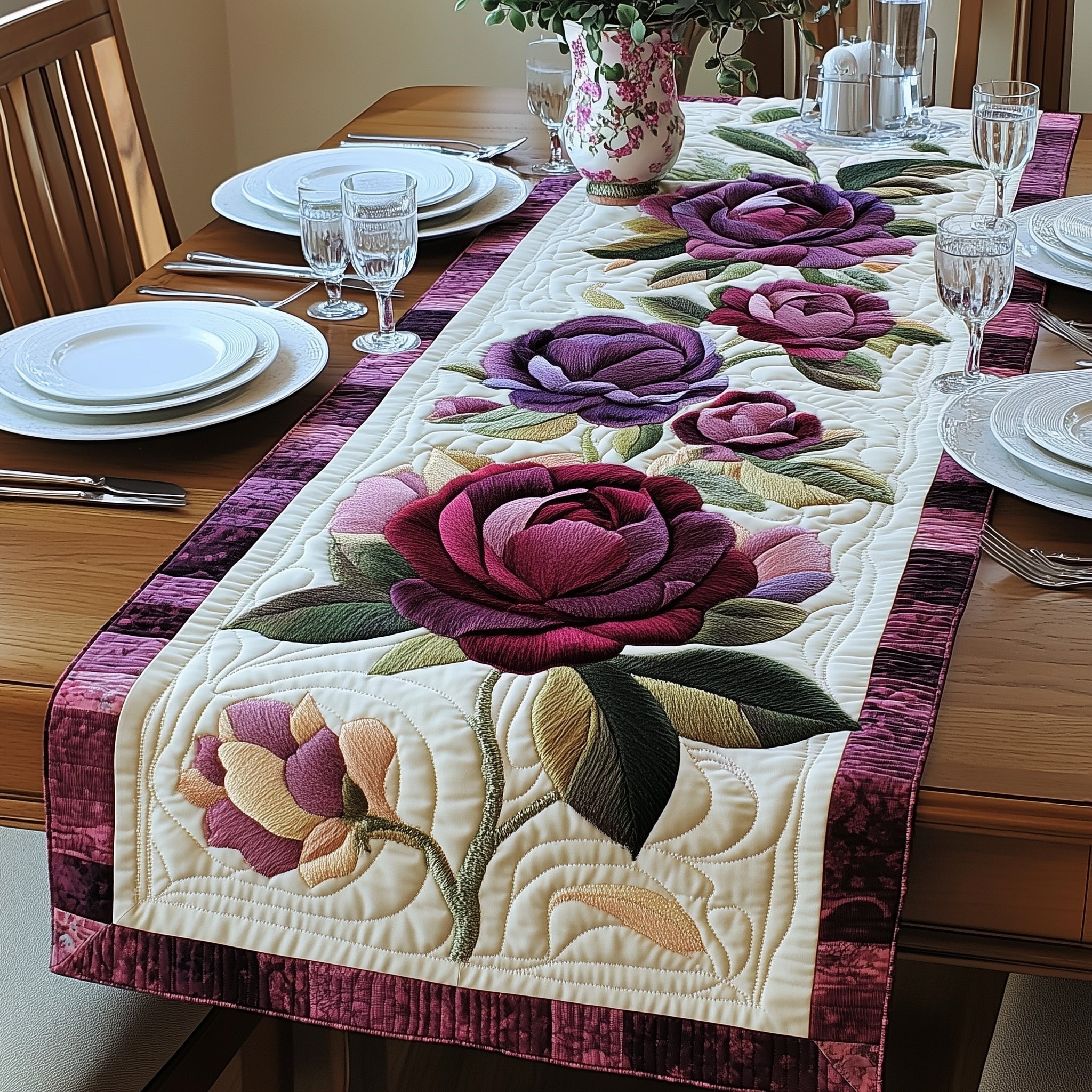 Peonies Quilted Table Runner Dining Room Table Decor Top 10 Mother's Day Gift Ideas