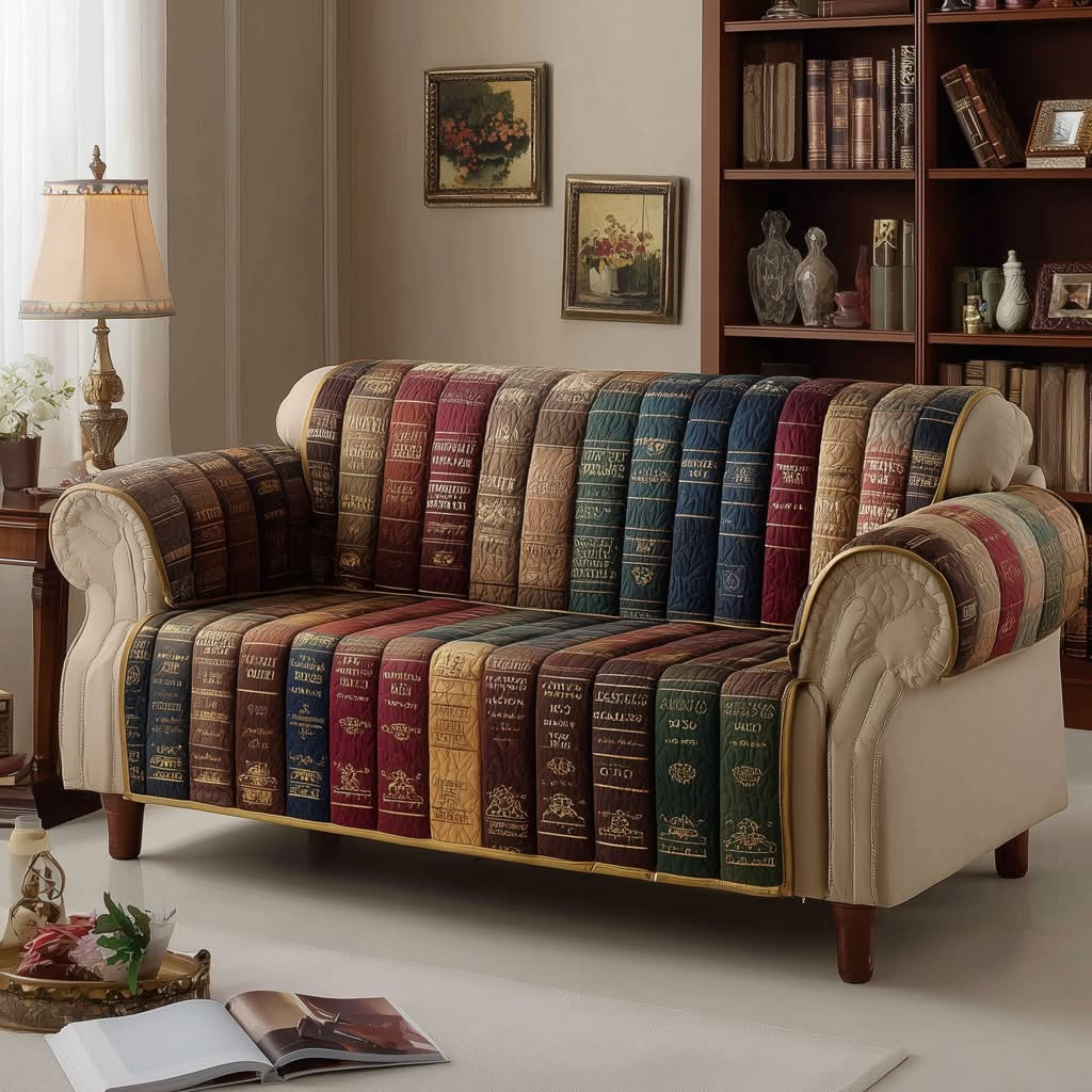 Peony Bookcase Quilted Sofa Cover Best Sofa Slipcovers Mother's Day Gifts For Book Lovers