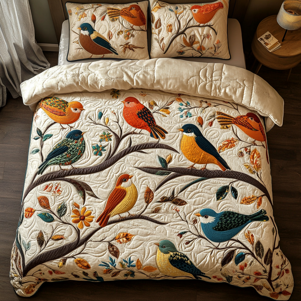 Perch Petals Quilted Bedding Set Bed Decor Gifts For Mom From Daughter