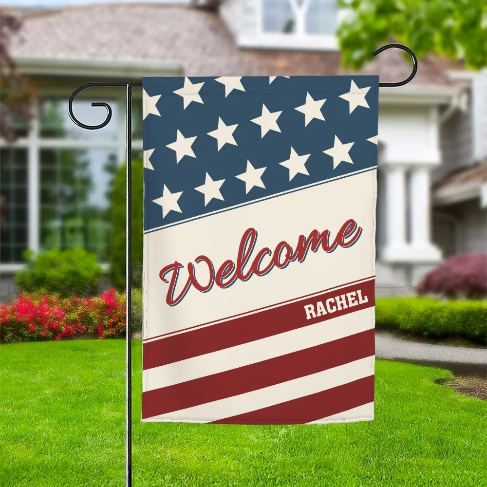 Personalised Stars And Stripes Garden Flag Yard Porch Decor Patriotic 4th Of July Gifts