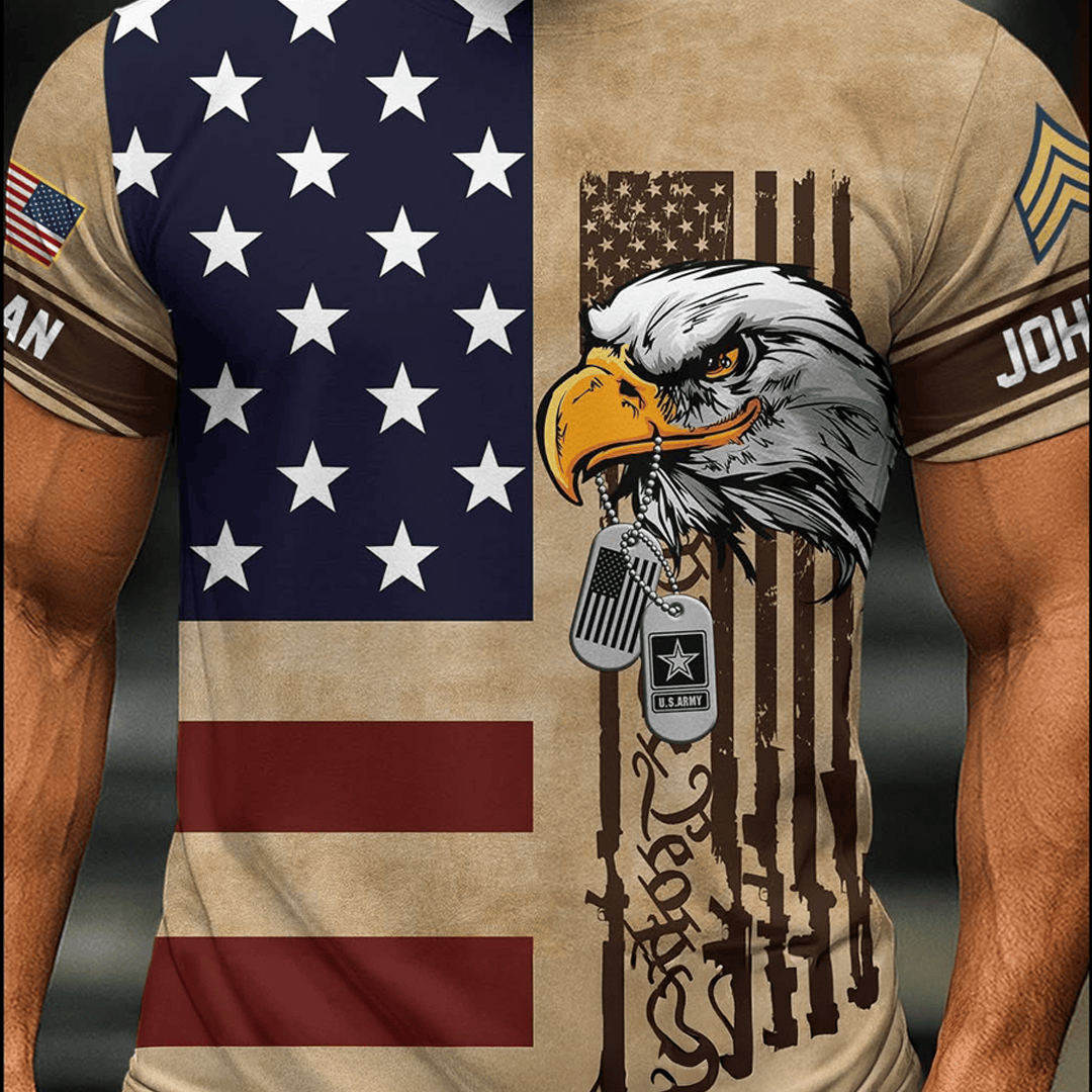 Personalized Eagle US Army Veteran T-Shirt Men's Military Honor Shirt Gifts For Army Veteran - Image 2