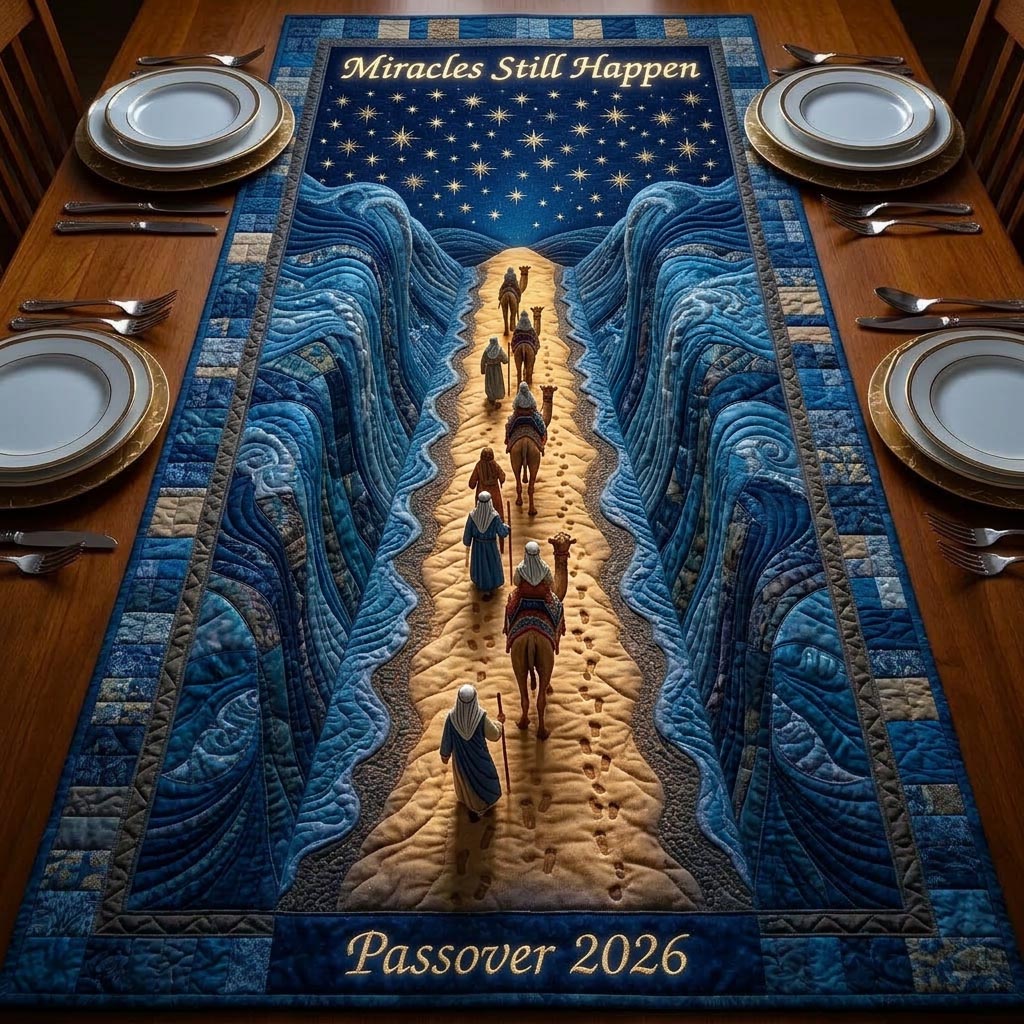Pesach Blessing Quilted Table Runner Seder Table Decor Passover Gifts