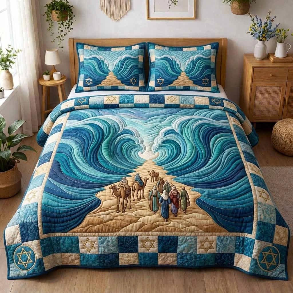 Pesach Tradition Light Quilted Bedding Set Holiday Bedroom Decorations Passover Gifts Ideas
