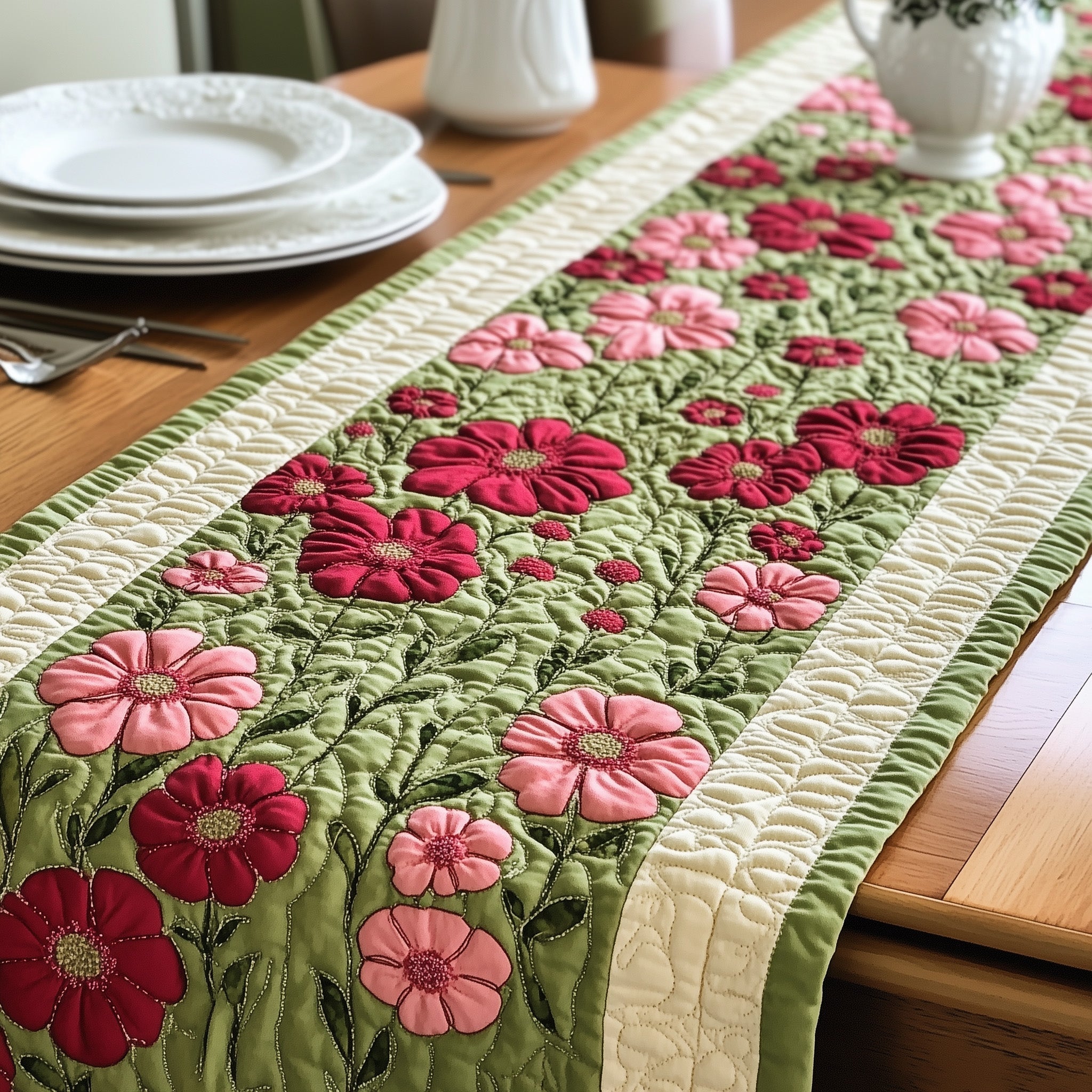 Petal Burst Quilted Table Runner Dining Room Table Decor Great Gifts For Mom