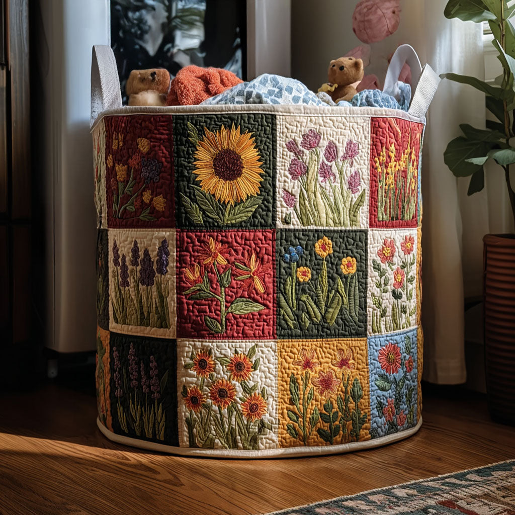 Petal Charm Quilted Laundry Basket Rustic Laundry Hamper Simple Mother's Day Gifts