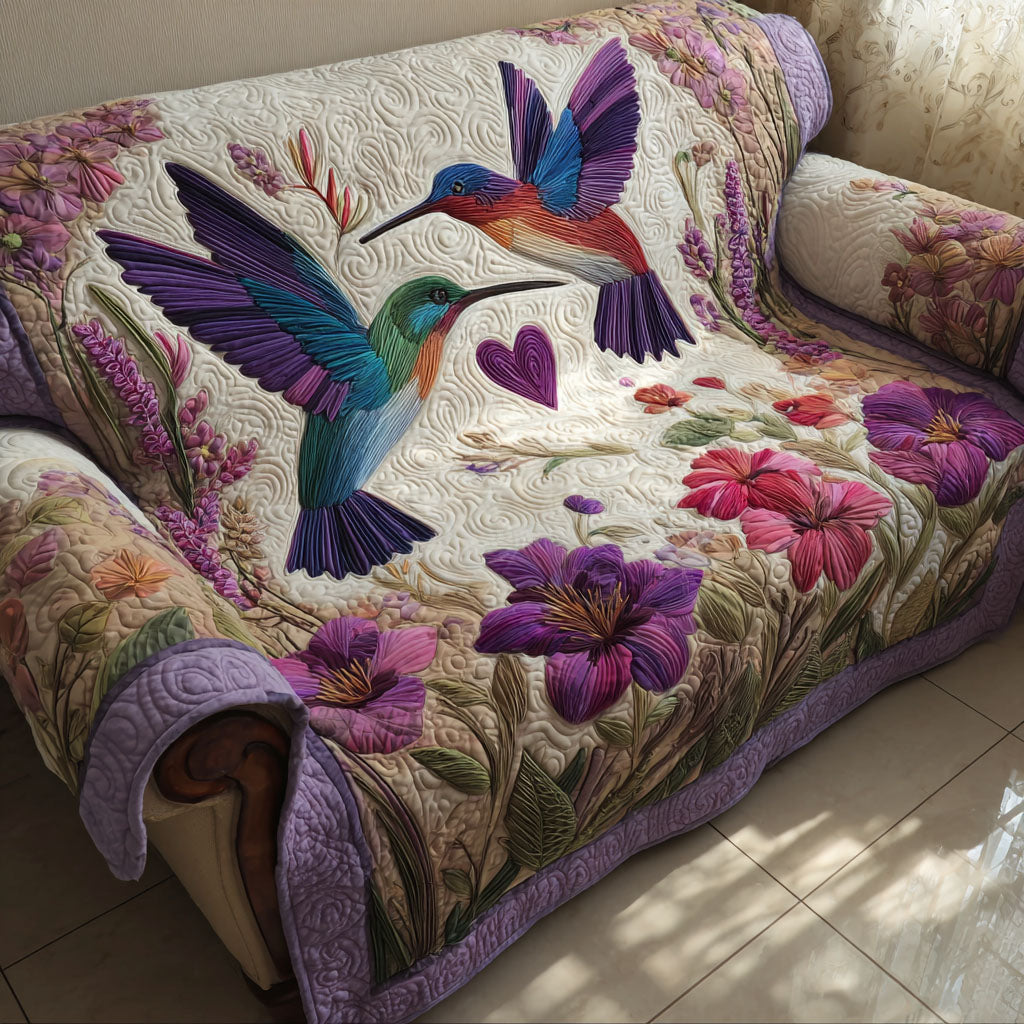 Petal Dancers Quilted Sofa Cover Sofa Protector Cover Gifts For Hummingbird Lovers
