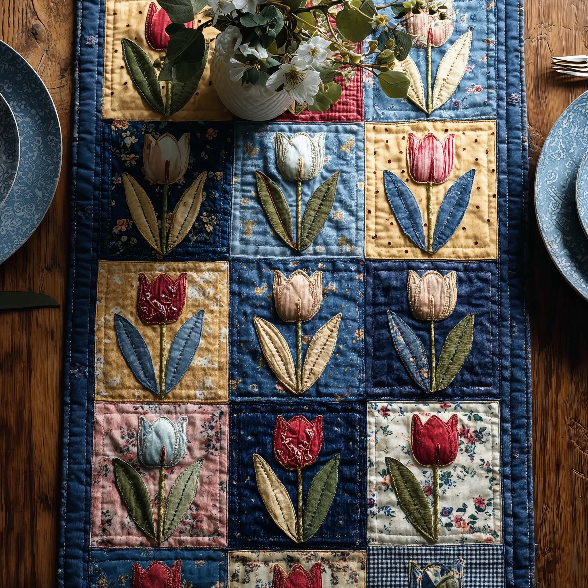 Petal Grace Quilted Table Runner Table Mat Runner Birthday Gifts For Mom From Daughter