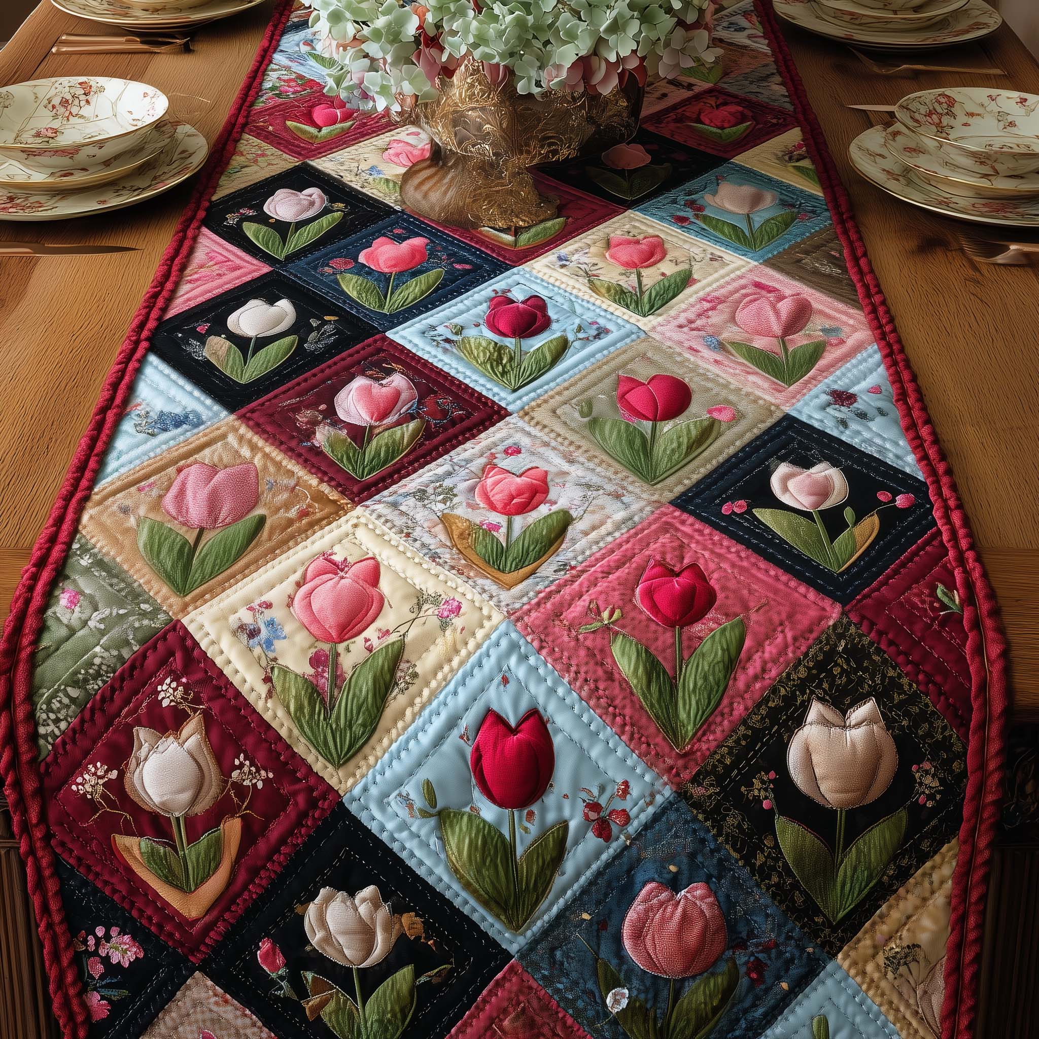 Petal Grace Quilted Table Runner Unique Table Runner Meaningful Gifts For Mom