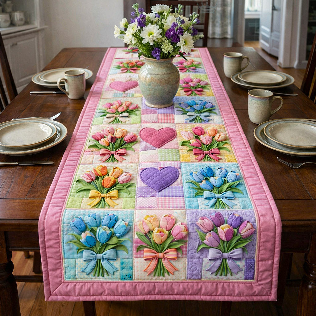 Petal Panels Quilted Table Runner Easter Spring Table Runner Easter Gifts For Women