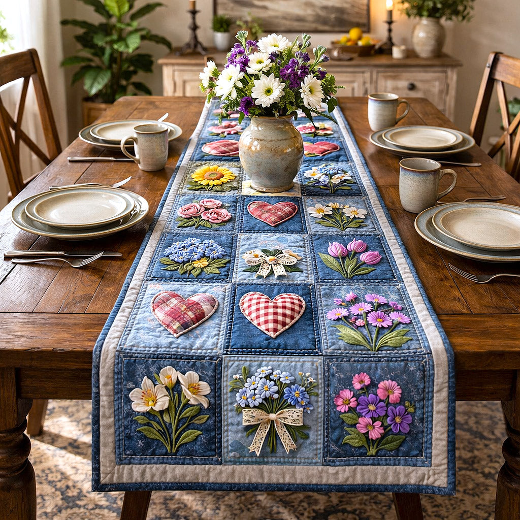 Petal Panels Quilted Table Runner Rustic Easter Table Decor Easter Gifts For Men