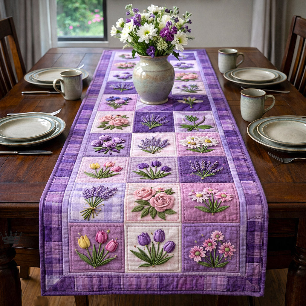 Petal Panels Quilted Table Runner Spring Easter Table Runner Cute Easter Gifts