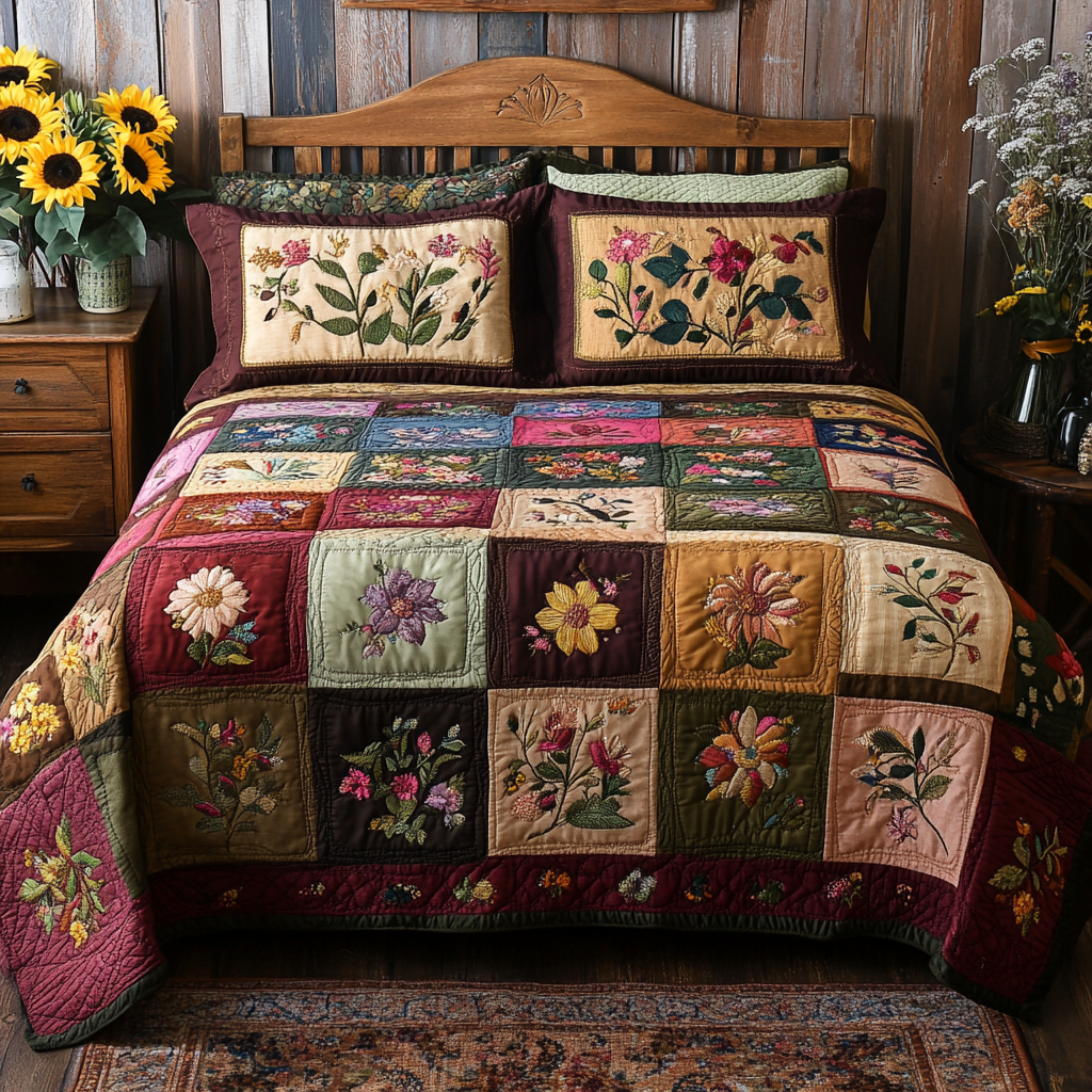 Petal Perfect Quilted Bedding Set Cute Boho Comforter Sets Unusual Tulip Gifts