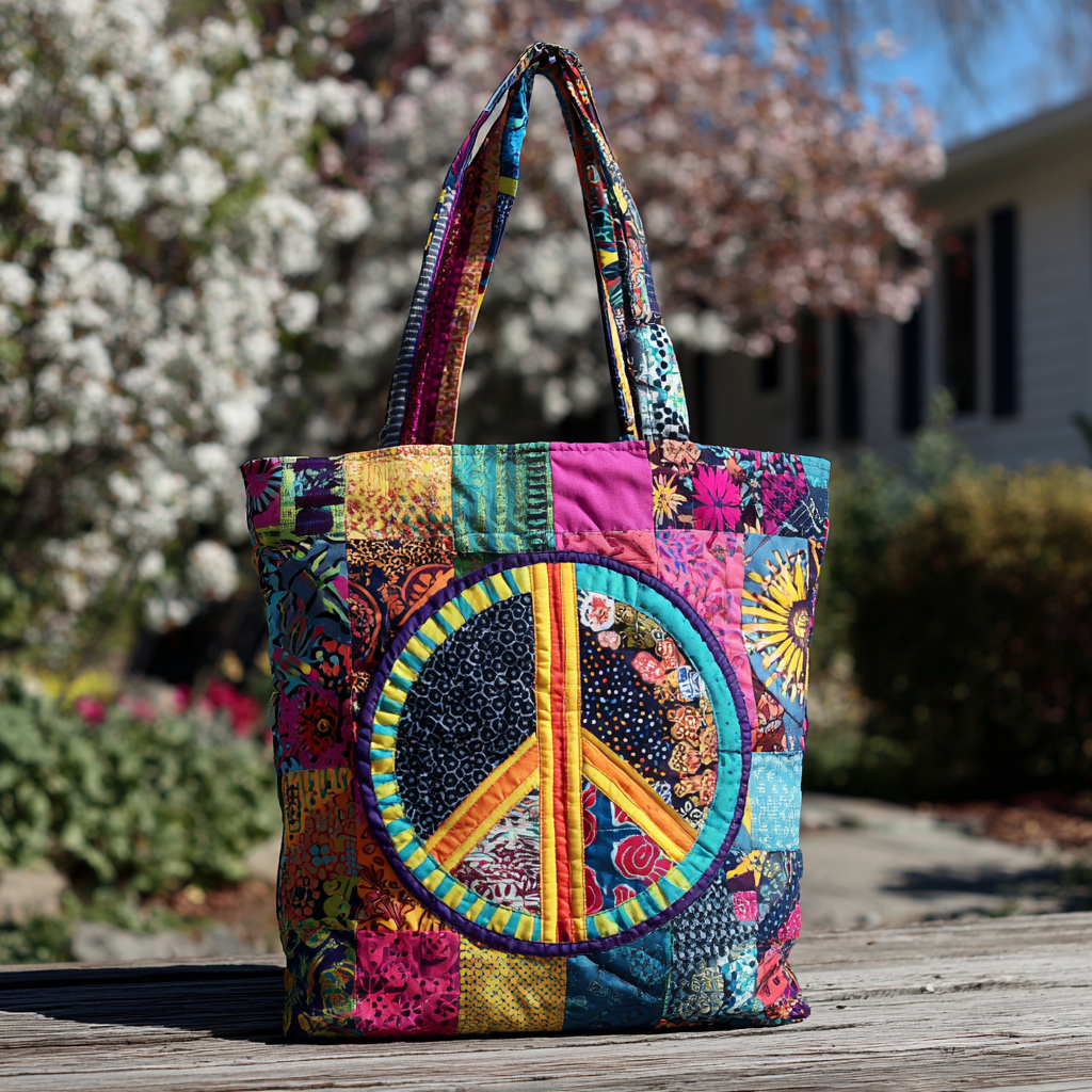 Petals and Peace Quilted Tote Bag Most Popular Shoulder Bags Best Mothersday Gifts