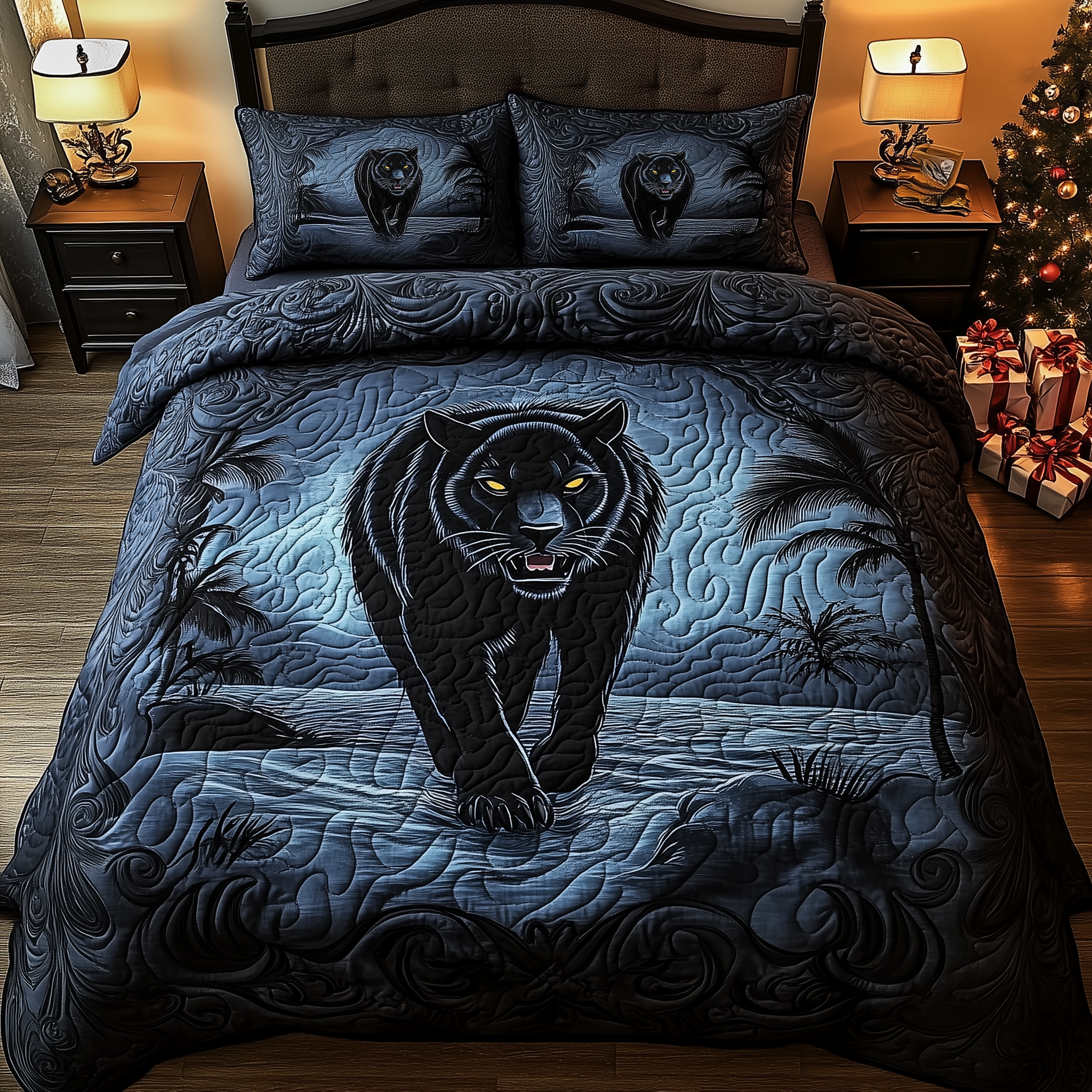 Phantom Panther Quilted Bedding Set Bed Room Art Last Minute Father's Day Gifts