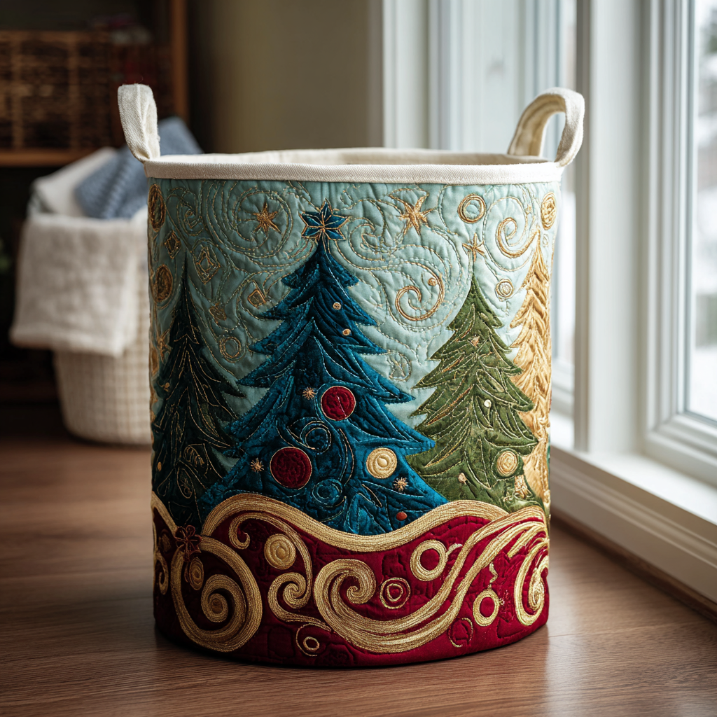 Pine Delight Quilted Laundry Basket Coolest Laundry Baskets Christmas Gifts For Daughter In Law