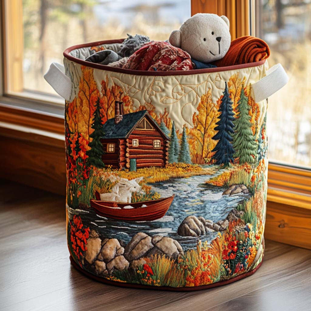 Pine Retreat Quilted Laundry Basket Rustic Laundry Hamper Fathers Day Gifts For Husband