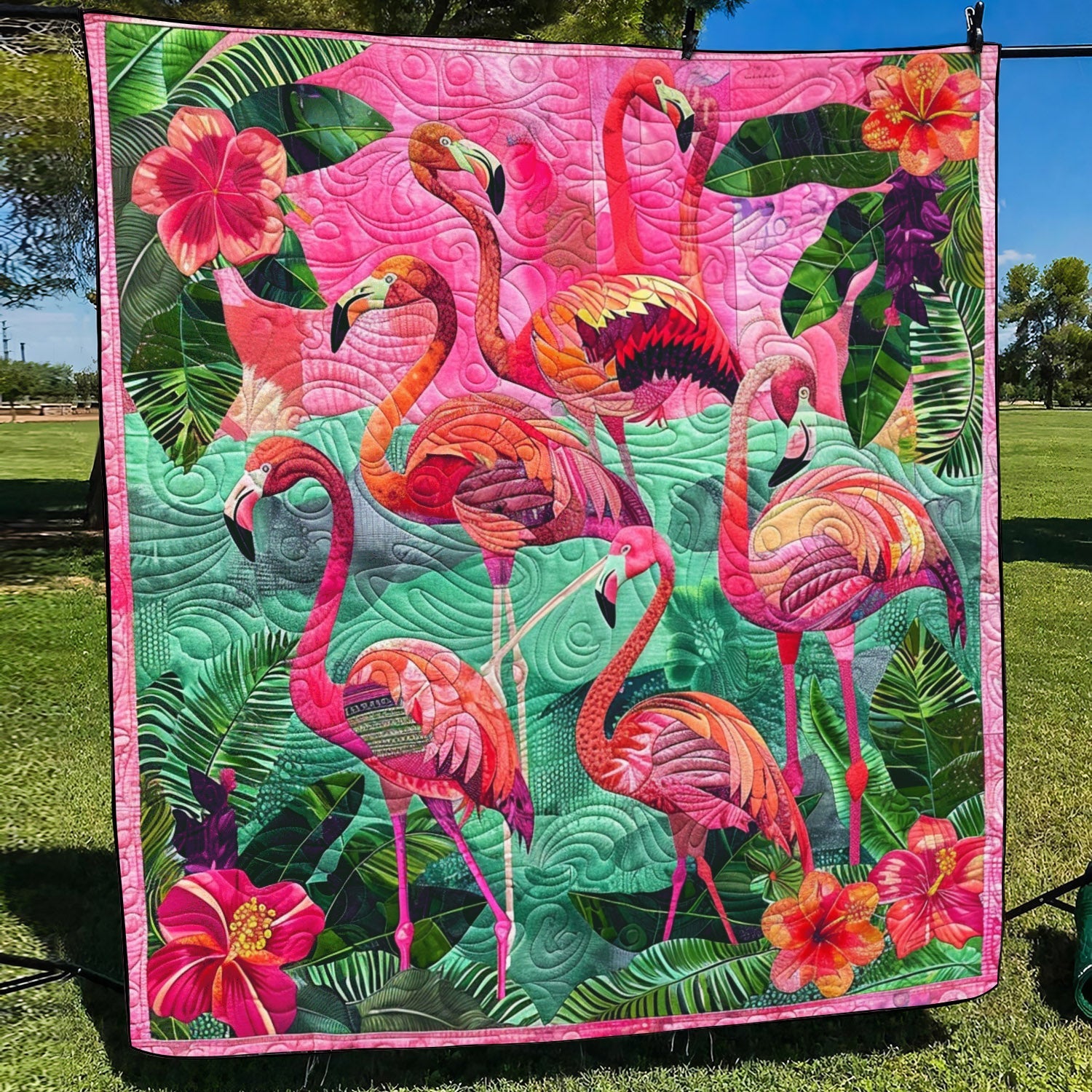 Pink Flamingo Flock Quilted Blanket Bedding Ideas Cute Flamingo Stuff