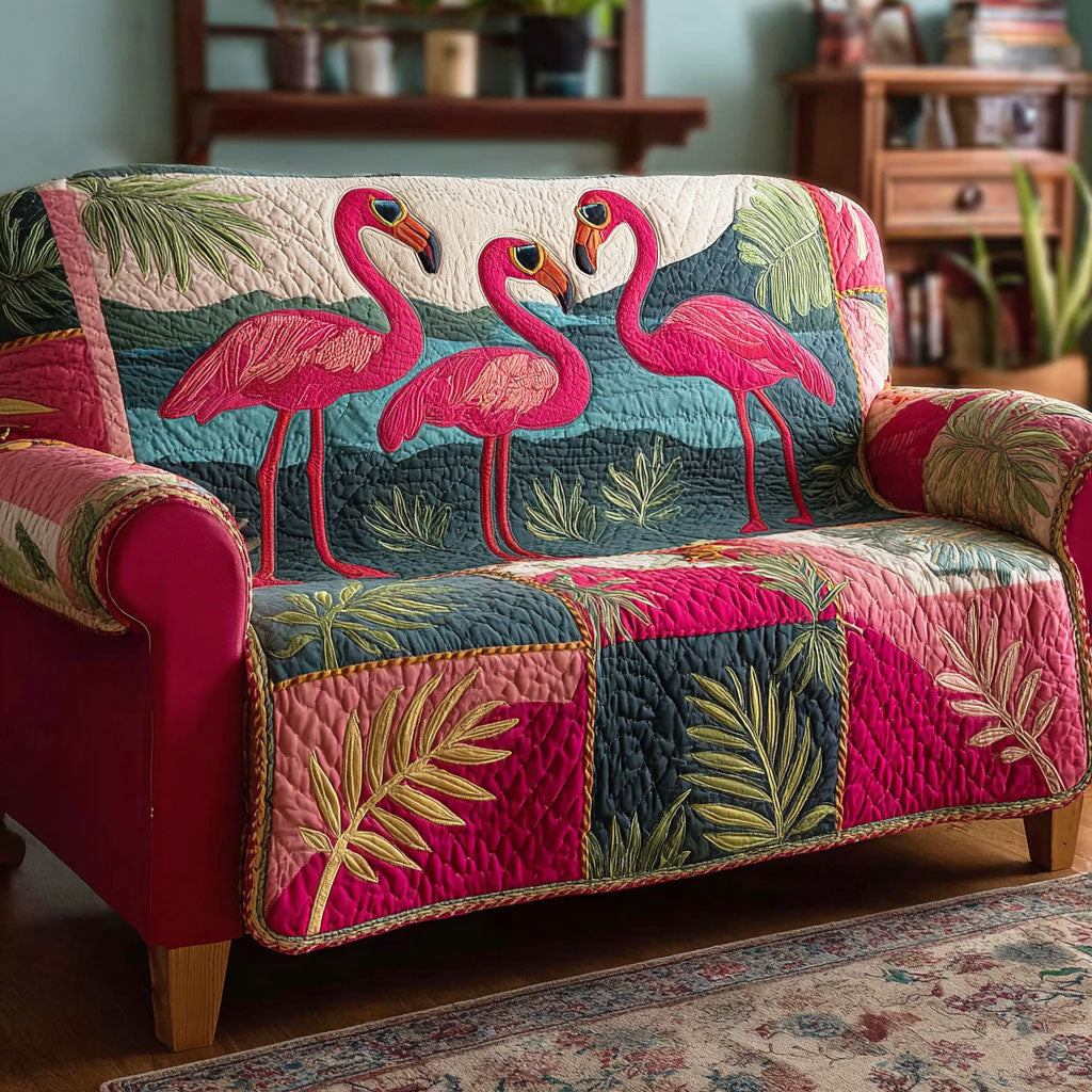 Pink Flamingo Quilted Sofa Cover Beautiful Sofa Covers Gifts For Father's Day From Daughter