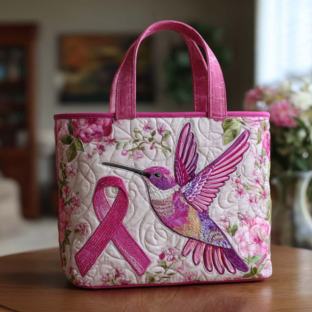 Pink Hummingbird Hope Quilted Tote Bag Popular Womens Tote Bags Mothers Day Gift For Daughter