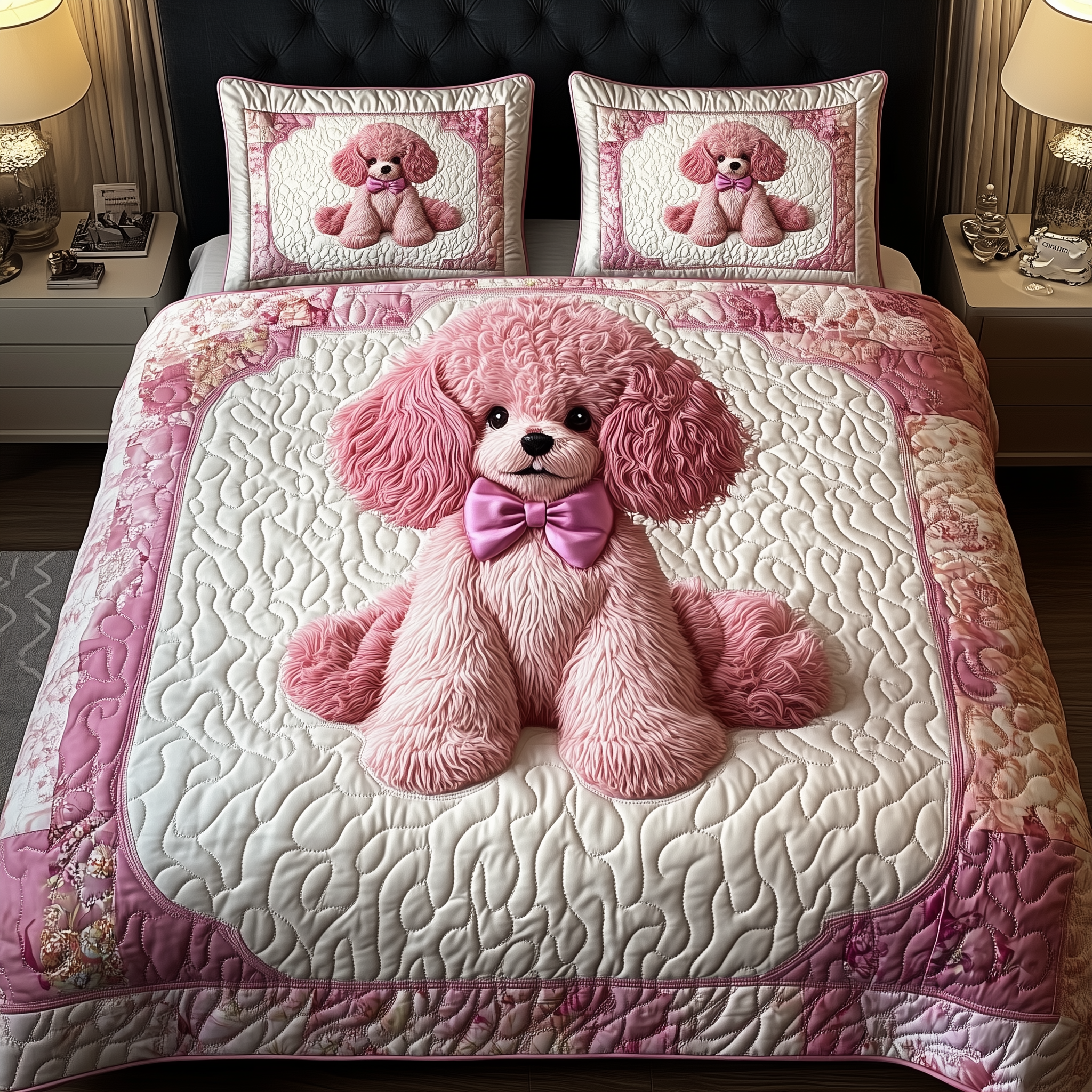Pinky Adorable Poodle Quilted Bedding Set Boho Bedroom Ideas Poodle Themed Gifts