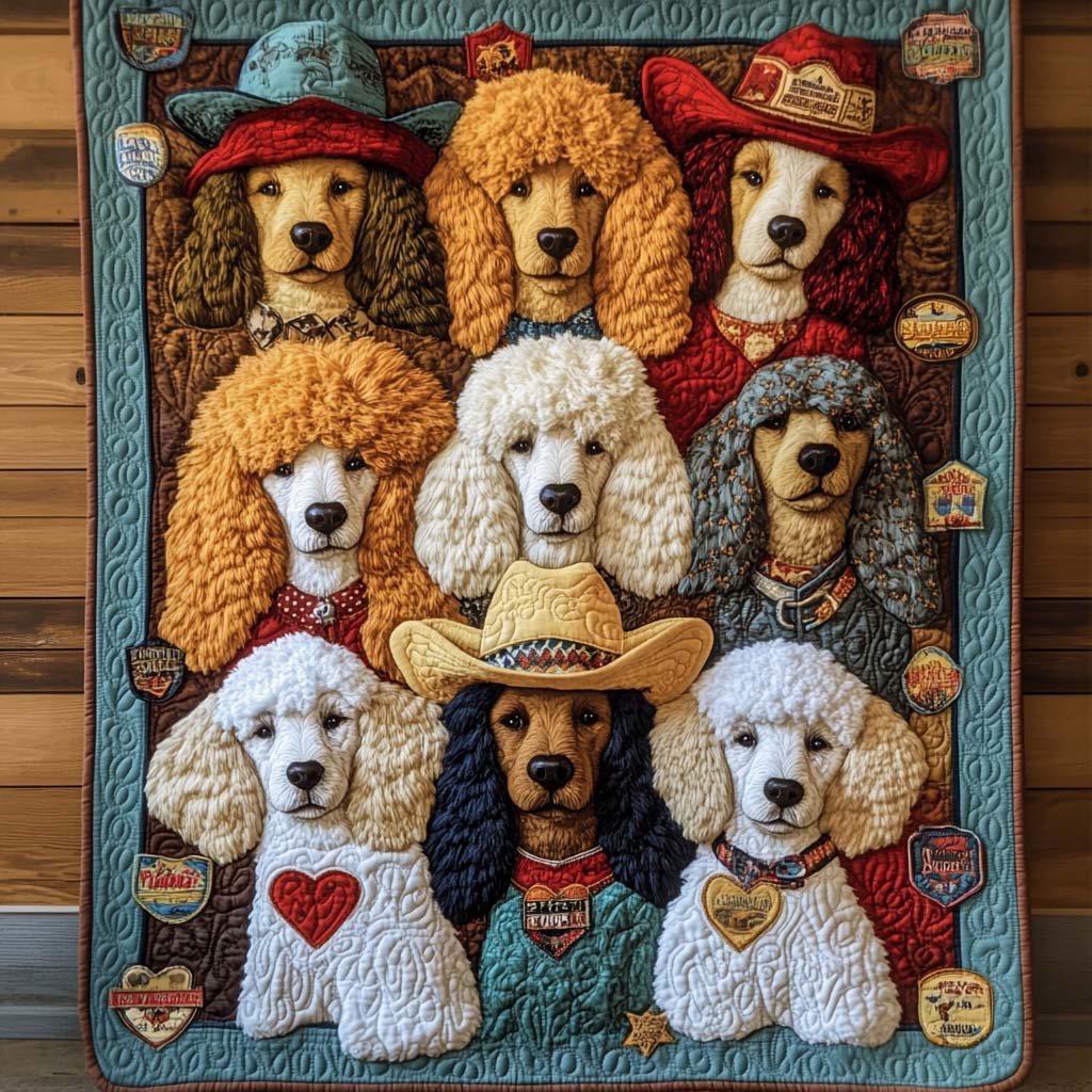 Pioneering Pup Quilted Blanket Unique Bed Sheet Set Western Christmas Gifts For Him