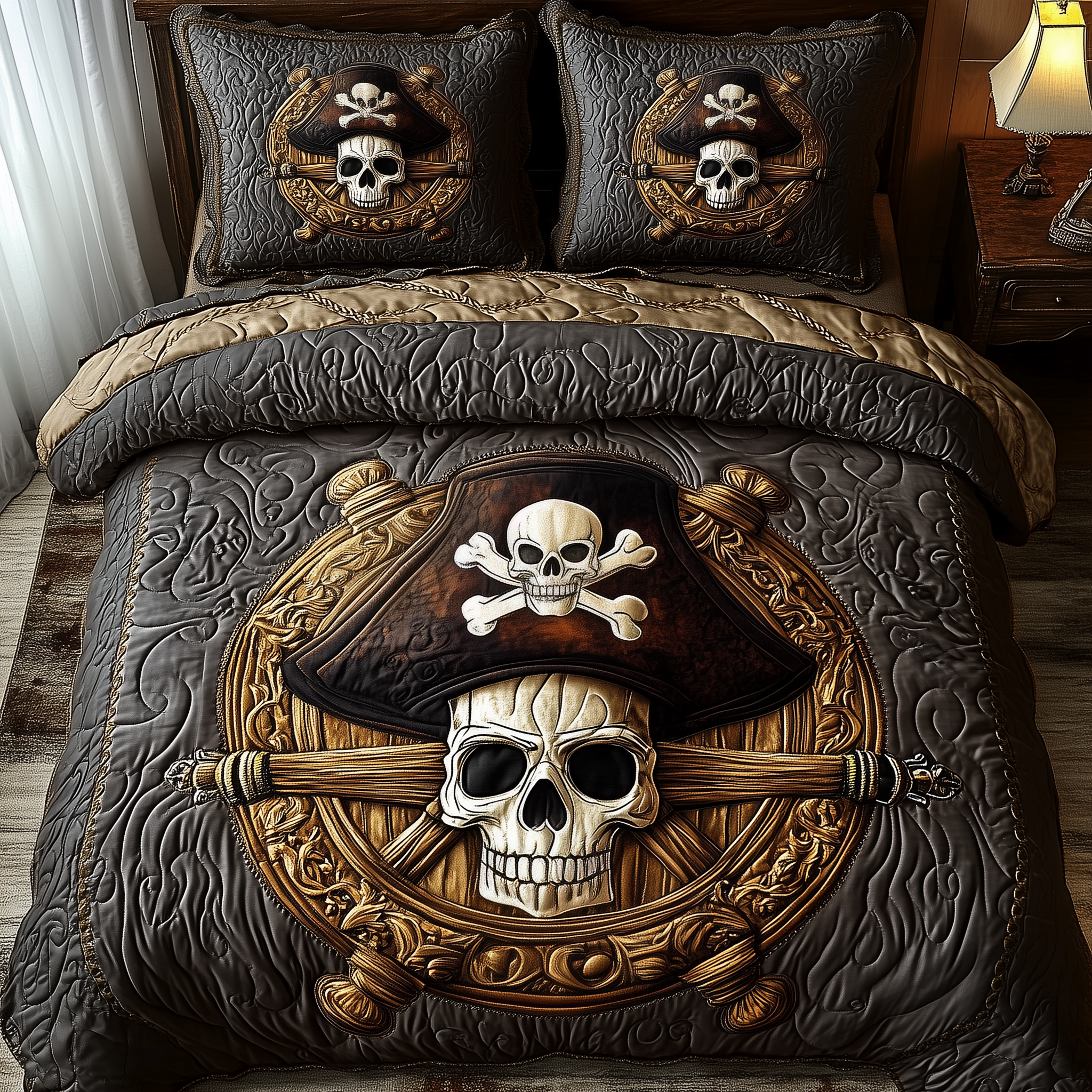 Pirate Skull Quilted Bedding Set Best Queen Sheets Gifts For People Who Like Skulls