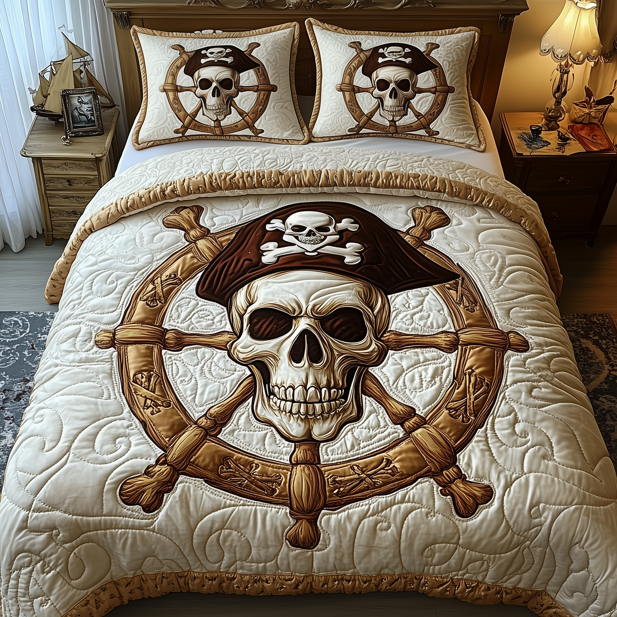 Pirate Skull Quilted Bedding Set Nice Bedding Sets Cute Skull Gifts
