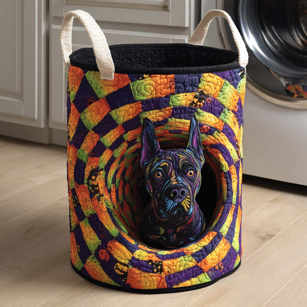 Pitbull Spiral Grin Quilted Laundry Basket Best Clothes Hamper Halloween Gifts For Adults
