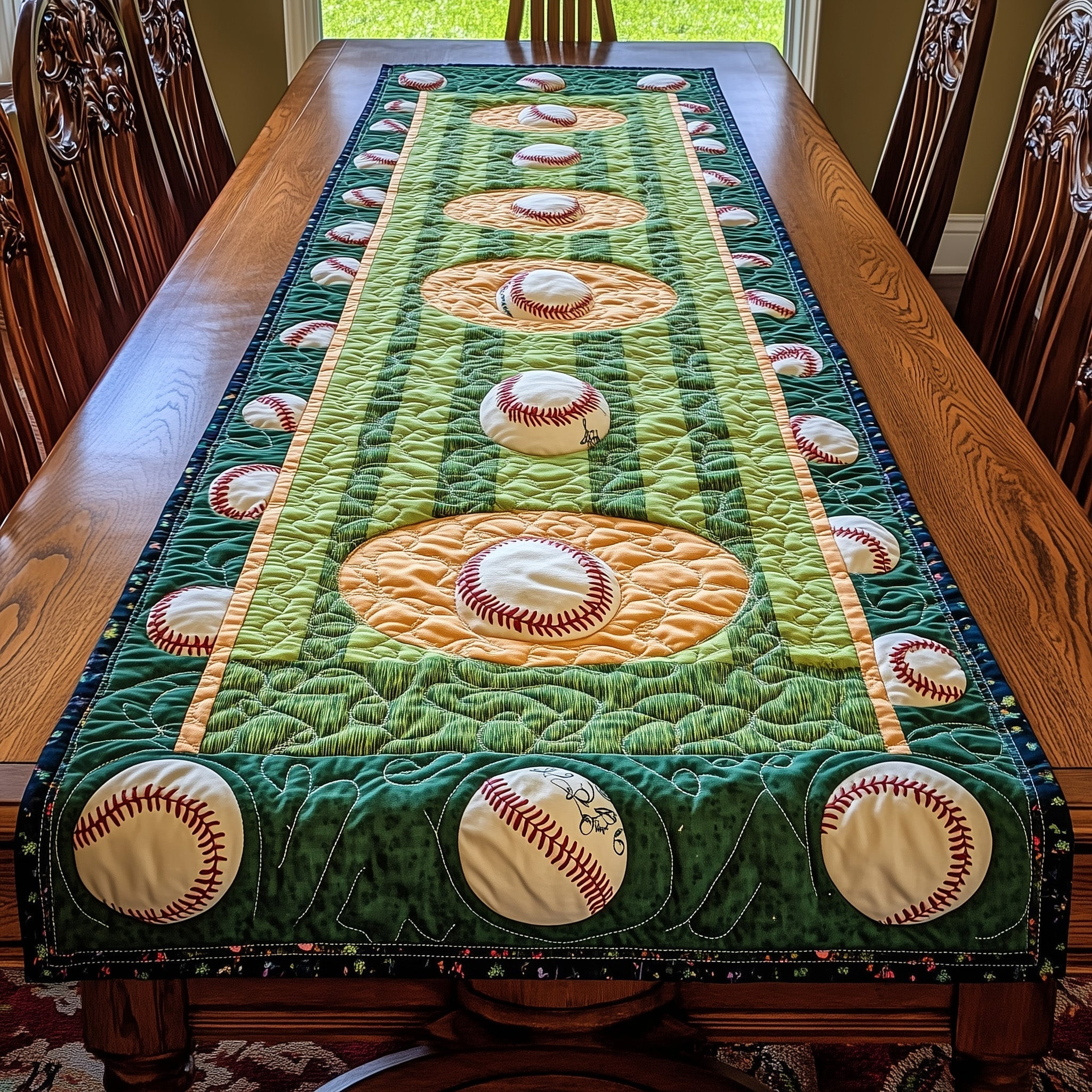 Pitch Perfect Quilted Table Runner Dining Room Table Runners Baseball Father's Day Gifts