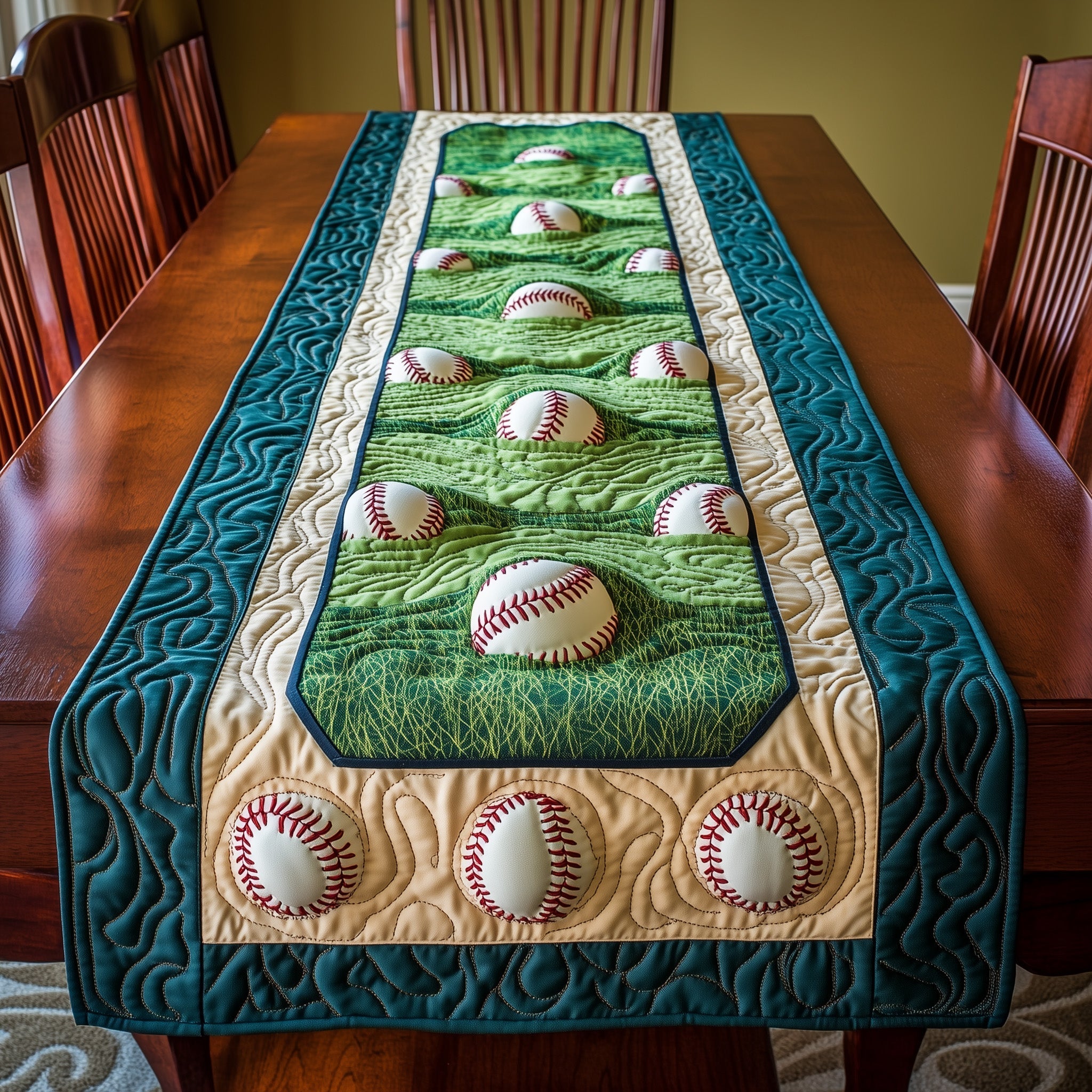 Pitch Perfect Quilted Table Runner Holiday Runner Dining Unique Baseball Gifts