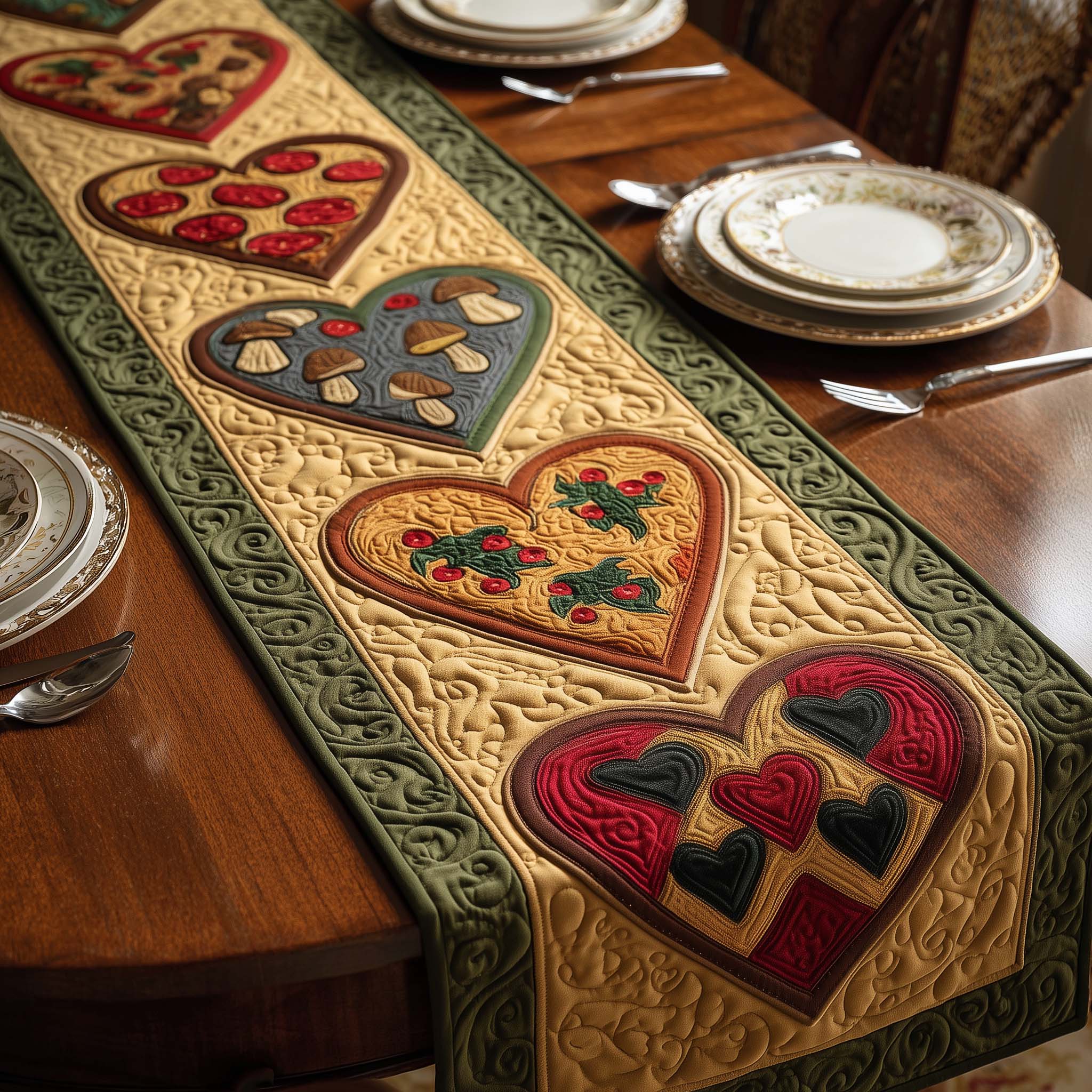 Pizza Love Quilted Table Runner Valentines Day Table Runner Valentine Day Gifts For Husband