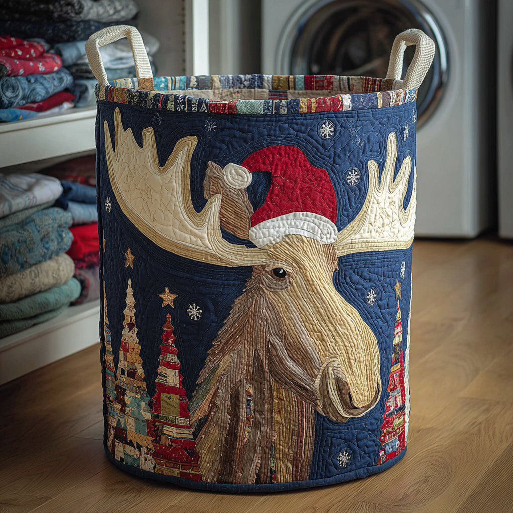 Plaid Moose Quilted Laundry Basket Best Clothes Basket Xmas Gifts For Family